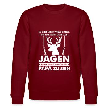 Jäger Papa Vater Geschenk - Stanley/Stella Unisex Bio-Sweatshirt CHANGER  - Burgunderrot - Vorne - Nik (191cm) & Marisol (170cm)