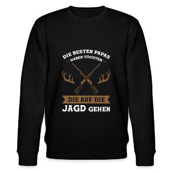 Jäger Papa Tochter Geschenk - Stanley/Stella Unisex Bio-Sweatshirt CHANGER  - Schwarz - Vorne - Nik (191cm) & Marisol (170cm)