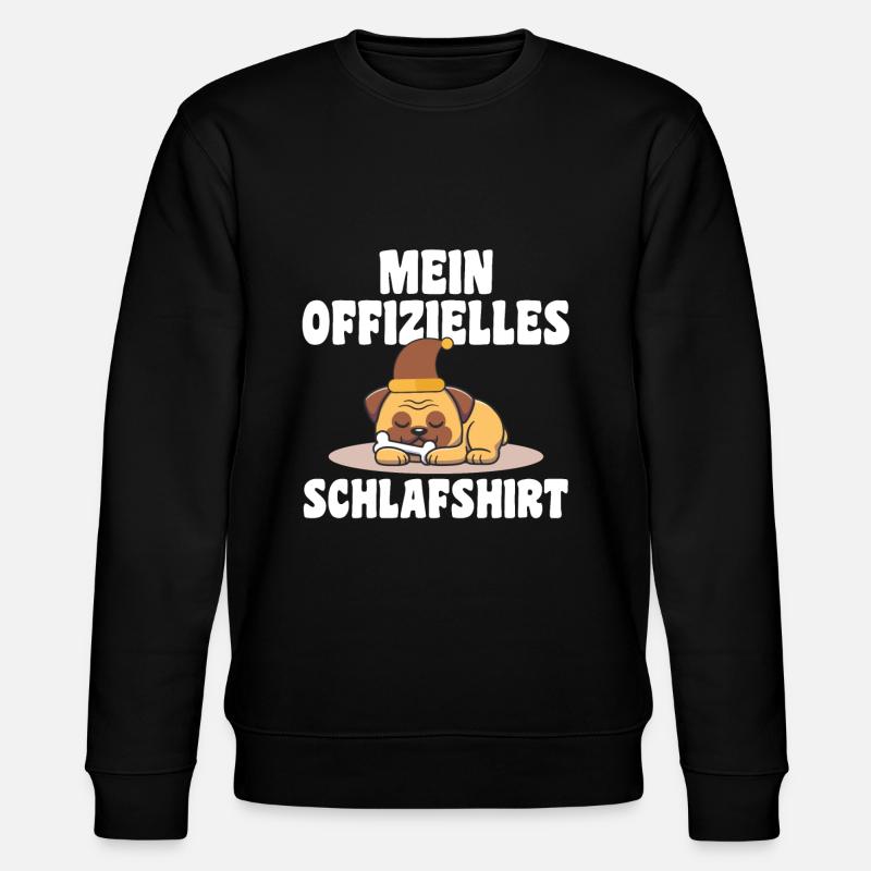 Schlafanzug Mops Nachthemd Geschenk - Stanley/Stella Unisex Bio-Sweatshirt CHANGER  - Schwarz