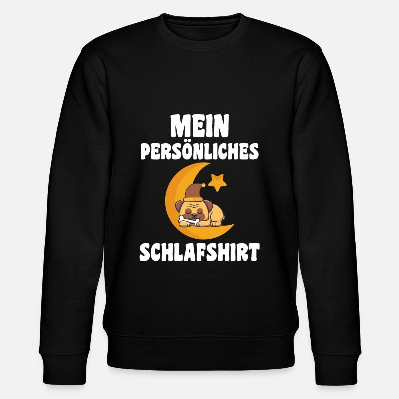 Schlafanzug Mops Pyjama Geschenk - Stanley/Stella Unisex Bio-Sweatshirt CHANGER  - Schwarz