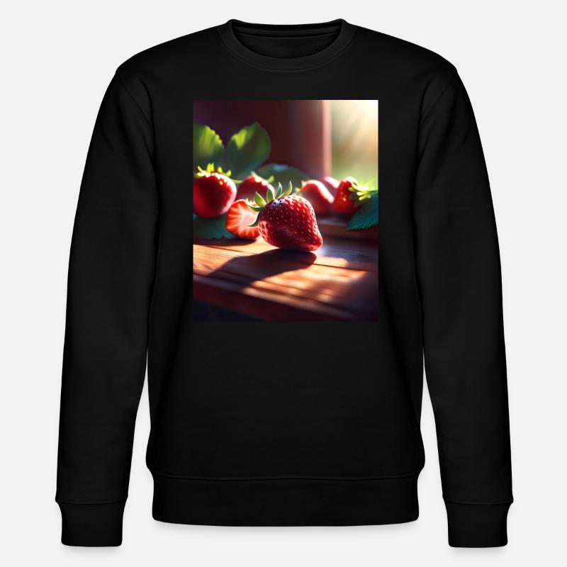 Ich liebe Erdbeeren - Stanley/Stella Unisex Bio-Sweatshirt CHANGER  - Schwarz