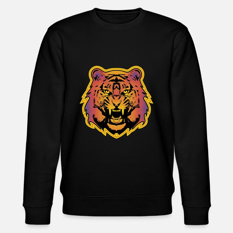 Farbiger Tiger - 2 - Stanley/Stella Unisex Bio-Sweatshirt CHANGER  - Schwarz