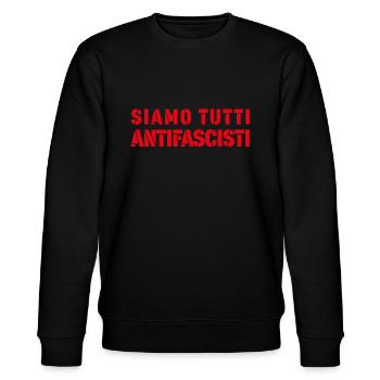 SIAMO TUTTI ANTIFASCHISTISCH! 🏴 - Stanley/Stella Unisex Bio-Sweatshirt CHANGER  - Schwarz - Vorne - Nik (191cm) & Marisol (170cm)