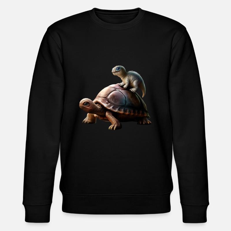 Dinosaure sur tortue - Sweat bio CHANGER Stanley/Stella Unisexe - noir