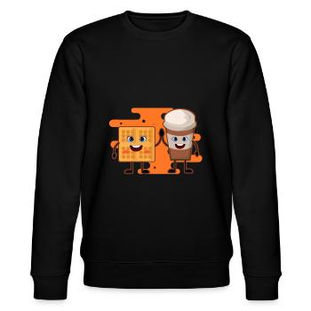 Waffel Kaffee Lecker Essen Trinken Süß - Stanley/Stella Unisex Bio-Sweatshirt CHANGER  - Schwarz - Vorne - Nik (191cm) & Marisol (170cm)