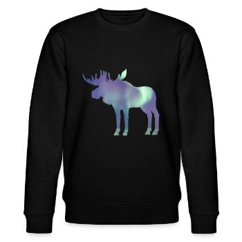 Elch Polarlicht - Stanley/Stella Unisex Bio-Sweatshirt CHANGER  - Schwarz - Vorne - Nik (191cm) & Marisol (170cm)