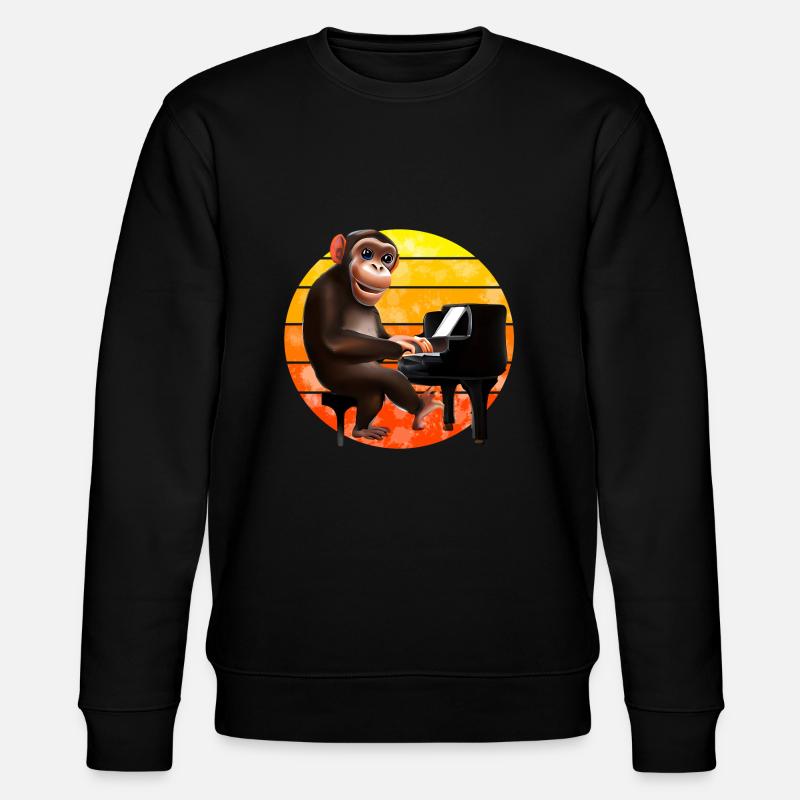 Affe am Klavier - Stanley/Stella Unisex Bio-Sweatshirt CHANGER  - Schwarz