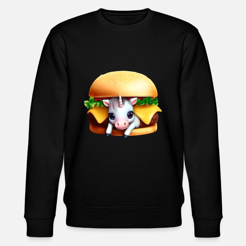 Einhorn Cheeseburger - Stanley/Stella Unisex Bio-Sweatshirt CHANGER  - Schwarz
