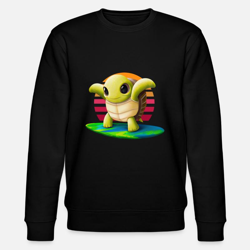 Surfende Schildkröte - Stanley/Stella Unisex Bio-Sweatshirt CHANGER  - Schwarz
