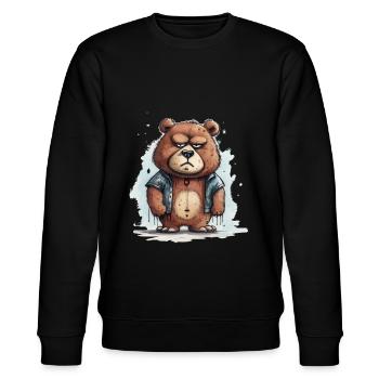 Grumpy Teddy - Stanley/Stella Unisex Bio-Sweatshirt CHANGER  - Schwarz - Vorne - Nik (191cm) & Marisol (170cm)