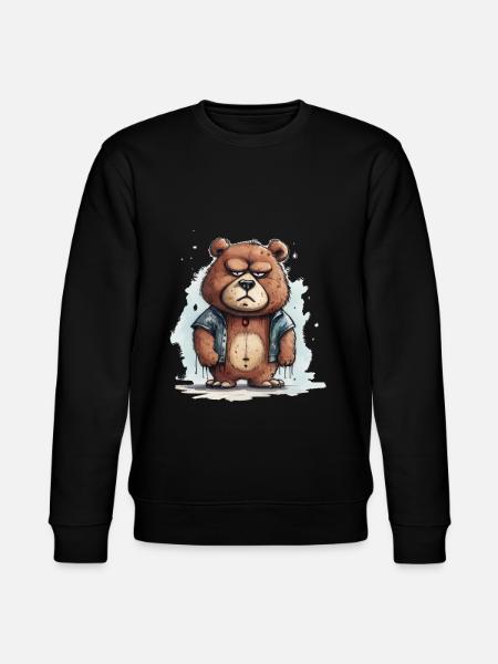 Grumpy Teddy - Stanley/Stella CHANGER Unisex Organic Sweatshirt - black