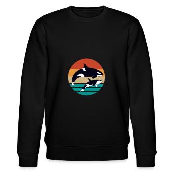Cute orca design - Stanley/Stella CHANGER Unisex Organic Sweatshirt - black - Front - Nik (191cm) & Marisol (170cm)