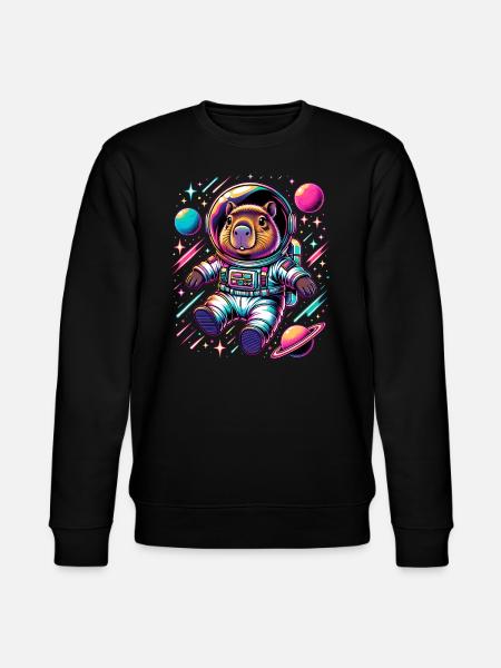 Capybaras Cute Capybara Astronaut - Stanley/Stella CHANGER Unisex Organic Sweatshirt - black