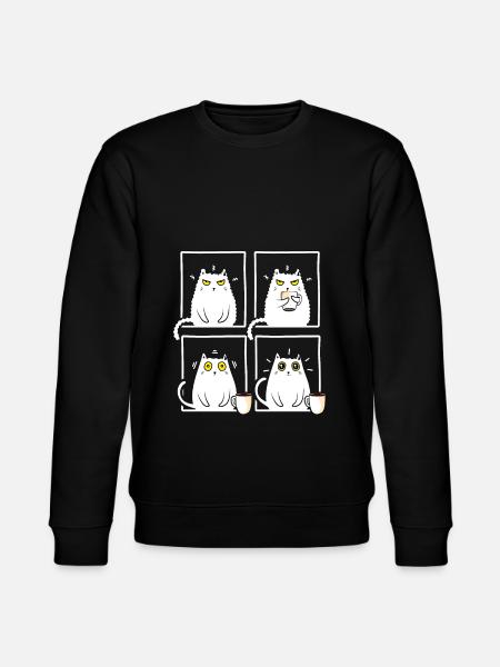 Coffee loving grumpy sleepy cat - Stanley/Stella CHANGER Unisex Organic Sweatshirt - black
