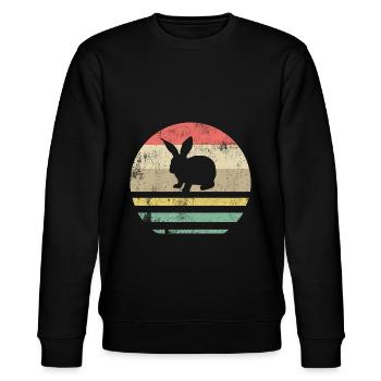 Easter Rabbit Retro Gift - Stanley/Stella CHANGER Unisex Organic Sweatshirt - black - Front - Nik (191cm) & Marisol (170cm)