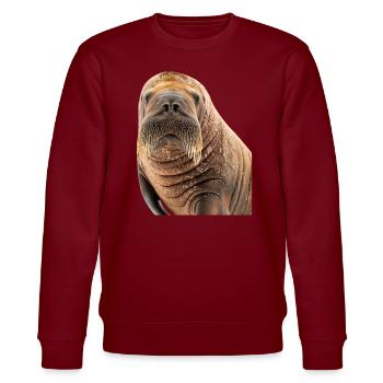 Walross - Stanley/Stella Unisex Bio-Sweatshirt CHANGER  - Burgunderrot - Vorne - Nik (191cm) & Marisol (170cm)