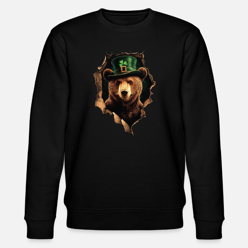 St. Patrick's Bär - Stanley/Stella Unisex Bio-Sweatshirt CHANGER  - Schwarz
