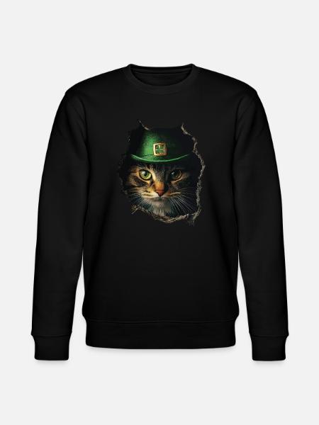 St. Patrick Katze - Stanley/Stella Unisex Bio-Sweatshirt CHANGER  - Schwarz