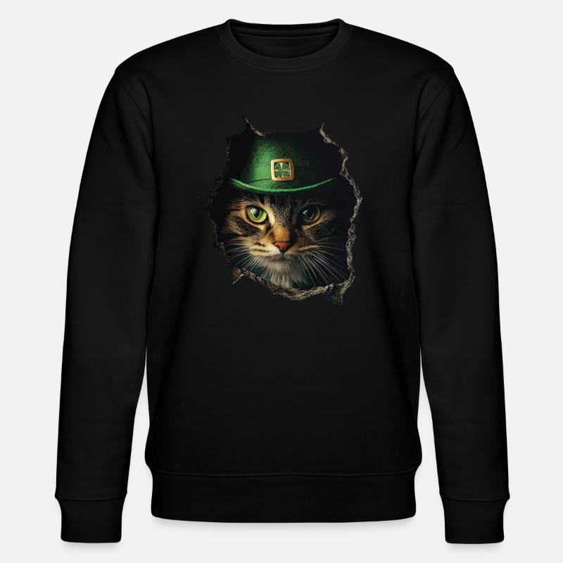 St. Patrick Katze - Stanley/Stella Unisex Bio-Sweatshirt CHANGER  - Schwarz