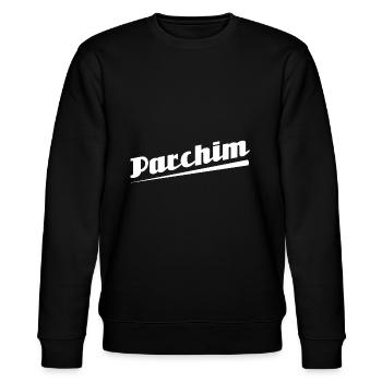 Parchim - Textdesign mit Stadtnamen - Stanley/Stella Unisex Bio-Sweatshirt CHANGER  - Schwarz - Vorne - Nik (191cm) & Marisol (170cm)