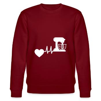 Bäcker Backen Herzschlag Bäckerei Hobby Konditor - Stanley/Stella Unisex Bio-Sweatshirt CHANGER  - Burgunderrot - Vorne - Nik (191cm) & Marisol (170cm)