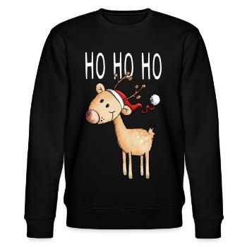 Ho Ho Ho kleines Rentier - Weihnachten - Comic - Stanley/Stella Unisex Bio-Sweatshirt CHANGER  - Schwarz - Vorne - Nik (191cm) & Marisol (170cm)
