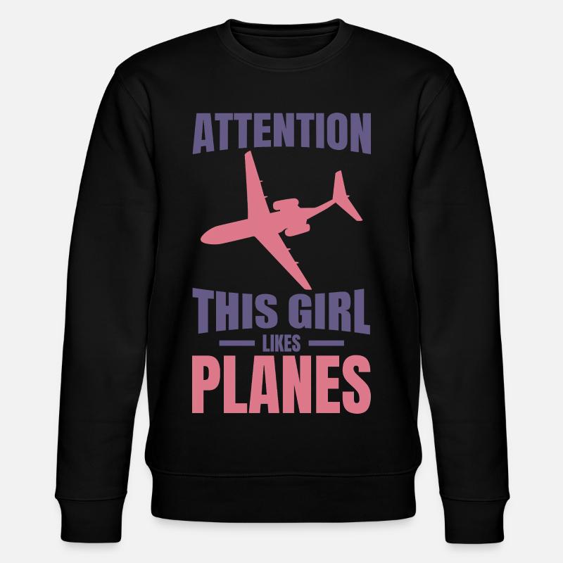 Flugzeug Mädchen - Stanley/Stella Unisex Bio-Sweatshirt CHANGER  - Schwarz