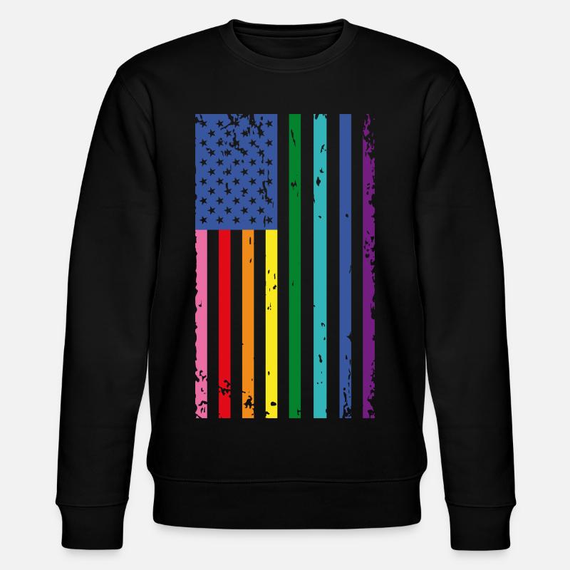 Regenbogen USA Flagge - Stanley/Stella Unisex Bio-Sweatshirt CHANGER  - Schwarz