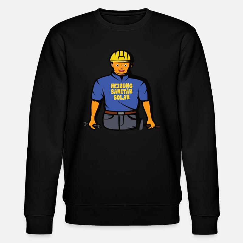 Handwerker Comic – Heizung, Sanitär & Solar - Stanley/Stella Unisex Bio-Sweatshirt CHANGER  - Schwarz
