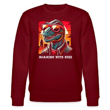 Rizzler Kultur Mit Dinosaurier Kunst Und T-Rex - Stanley/Stella Unisex Bio-Sweatshirt CHANGER  - Burgunderrot - Vorne - Nik (191cm) & Marisol (170cm)