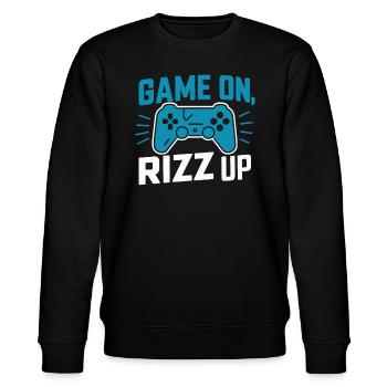 Rizzler Culture Gaming Life Rizzler Quotes - Stanley/Stella Unisex Bio-Sweatshirt CHANGER  - Schwarz - Vorne - Nik (191cm) & Marisol (170cm)
