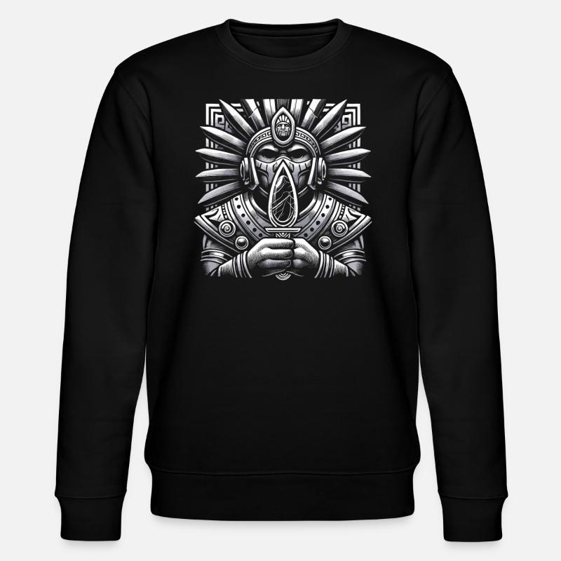 Aztec warrior with traditional - Stanley/Stella CHANGER Unisex Organic Sweatshirt - black