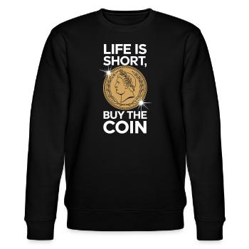 Coin Collector Coin Collection Numismatic History - Stanley/Stella Unisex Bio-Sweatshirt CHANGER  - Schwarz - Vorne - Nik (191cm) & Marisol (170cm)