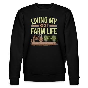 Farming Simulator Virtual Farming Game Fan Farm - Stanley/Stella Unisex Bio-Sweatshirt CHANGER  - Schwarz - Vorne - Nik (191cm) & Marisol (170cm)