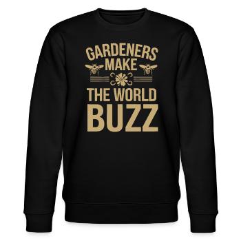 Bee-friendly gardener, pollinator, garden and - Stanley/Stella CHANGER Unisex Organic Sweatshirt - black - Front - Nik (191cm) & Marisol (170cm)
