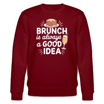 Brunch Kultur Bodenlos Mimosen Liebhaber - Stanley/Stella Unisex Bio-Sweatshirt CHANGER  - Burgunderrot - Vorne - Nik (191cm) & Marisol (170cm)