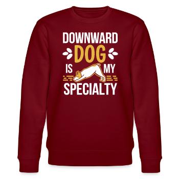 Doga Dog Yoga Bien-être des animaux de compagnie Étirements conscients - Sweat bio CHANGER Stanley/Stella Unisexe - bordeaux - Devant - Nik (191cm) & Marisol (170cm)