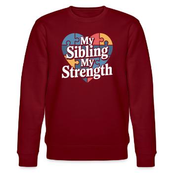 Autismus -geschwister - Stanley/Stella Unisex Bio-Sweatshirt CHANGER  - Burgunderrot - Vorne - Nik (191cm) & Marisol (170cm)
