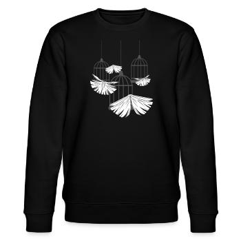Fliegende Bücher Buchliebhaber Bücher Buch Lesen - Stanley/Stella Unisex Bio-Sweatshirt CHANGER  - Schwarz - Vorne - Nik (191cm) & Marisol (170cm)