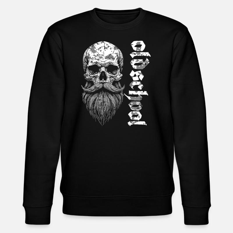 Oldschool Bärtiger Skull - Stanley/Stella Unisex Bio-Sweatshirt CHANGER - Schwarz