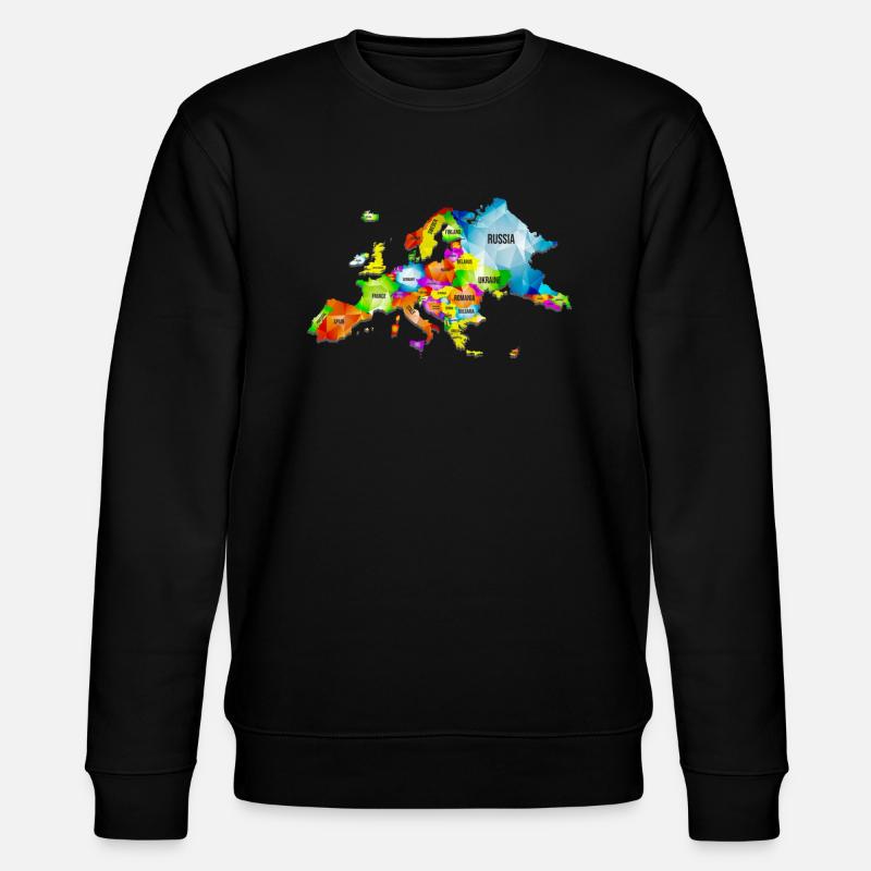 Carte colorée de l’Europe - Sweat bio CHANGER Stanley/Stella Unisexe - noir