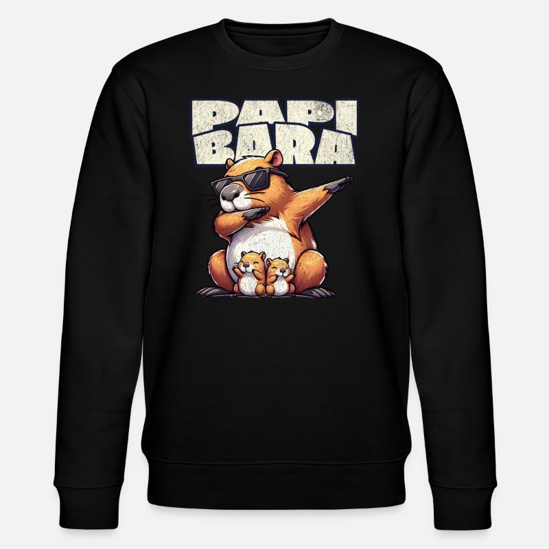 Papibara Capybara Father Dad - Stanley/Stella CHANGER Unisex Organic Sweatshirt - black