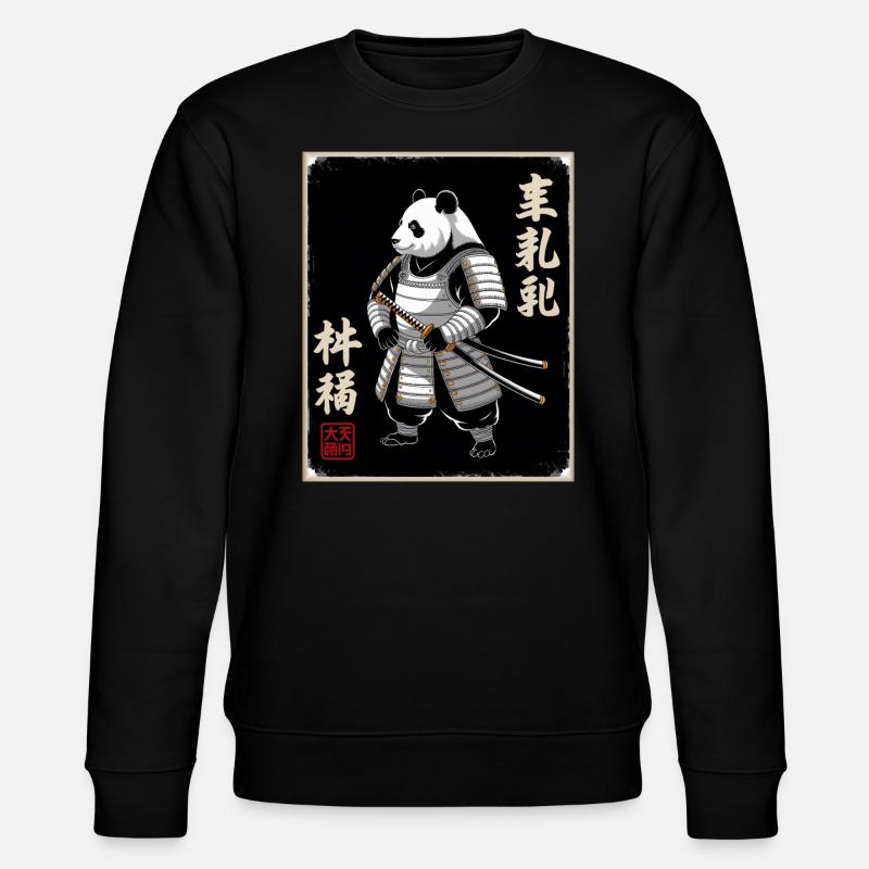 Panda Samurai Im Japanischen Ukiyo-e - Stanley/Stella Unisex Bio-Sweatshirt CHANGER  - Schwarz