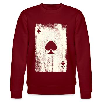 Poker Ace - Stanley/Stella CHANGER Unisex Organic Sweatshirt - burgundy - Front - Nik (191cm) & Marisol (170cm)