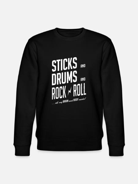 stickdrumsrocknroll blanc - Sweat bio CHANGER Stanley/Stella Unisexe - noir