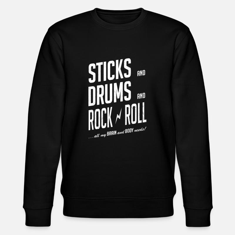 stickdrumsrocknroll blanc - Sweat bio CHANGER Stanley/Stella Unisexe - noir