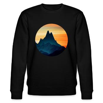 Berge Sonnenaufgang Silhouette Berg Bergsteiger - Stanley/Stella Unisex Bio-Sweatshirt CHANGER  - Schwarz - Vorne - Nik (191cm) & Marisol (170cm)