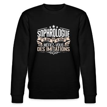 Sophrologue le seul Sophrologue le vrai Sophrologu - Sweat bio CHANGER Stanley/Stella Unisexe - noir - Devant - Nik (191cm) & Marisol (170cm)