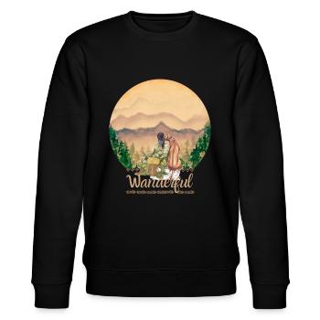 Wanderful - Wandern - Hiking Woman Dog - Mountains - Stanley/Stella CHANGER Unisex Organic Sweatshirt - black - Front - Nik (191cm) & Marisol (170cm)