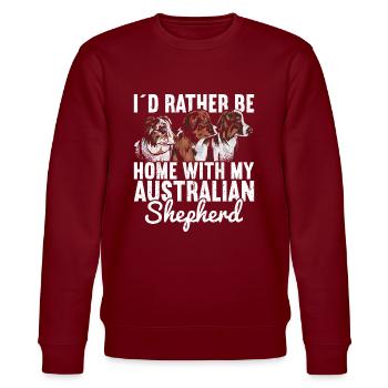 Australischer Schäferhund - Stanley/Stella Unisex Bio-Sweatshirt CHANGER  - Burgunderrot - Vorne - Nik (191cm) & Marisol (170cm)